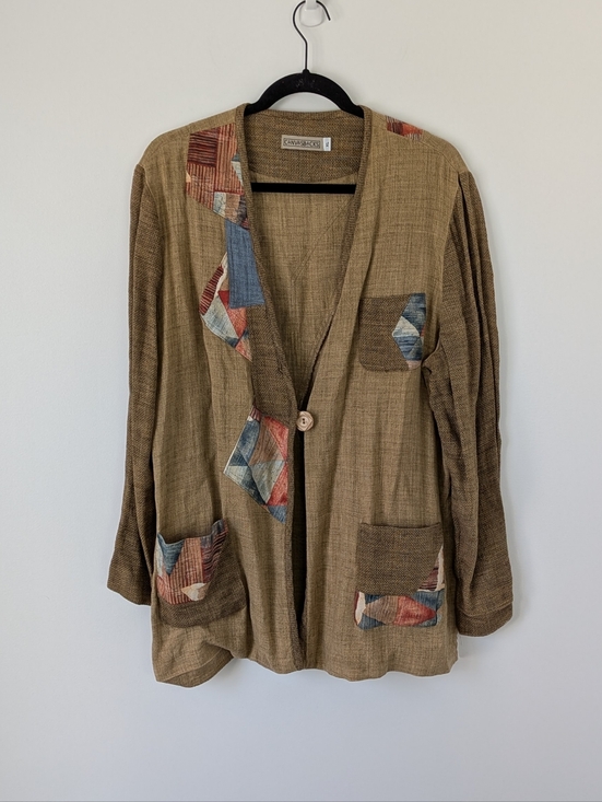 canvasbacks Jackets & Blazers - Vintage Canvasbacks Patchwork Jacket Size XL Lagenlook Art To Wear Boho